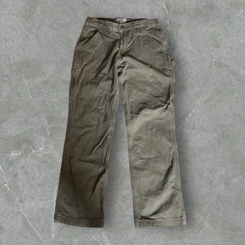 Carhartt Pants Mens 30X30 Grey Relaxed Fit Carpenter Workwear B324-DFE Dungaree